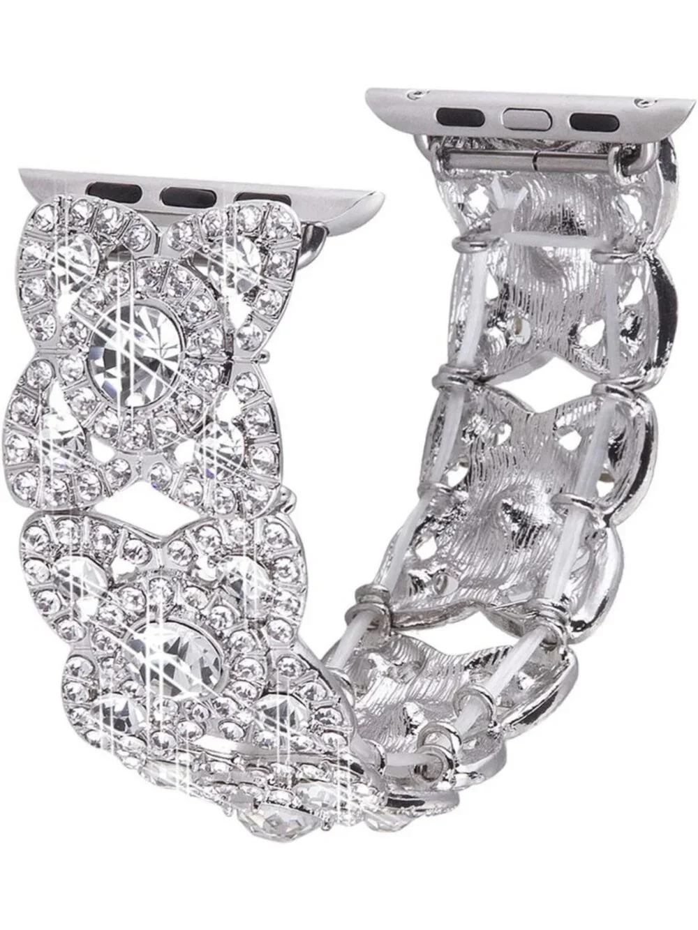 Sparkling Rhinestone Apple Watch Band 38-49mm, Stylish Metal Bracelet for Women